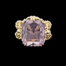 Load image into Gallery viewer, Vintage 9ct Yellow Gold Amethyst Rope Design Statement Ring
