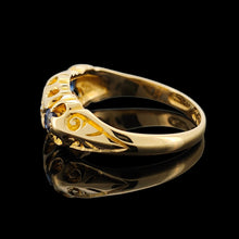 Load image into Gallery viewer, Antique 18ct Yellow Gold Sapphire and Diamond Five Stone Ring