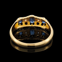 Load image into Gallery viewer, Antique 18ct Yellow Gold Sapphire and Diamond Five Stone Ring