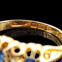 Load image into Gallery viewer, Antique 18ct Yellow Gold Sapphire and Diamond Five Stone Ring