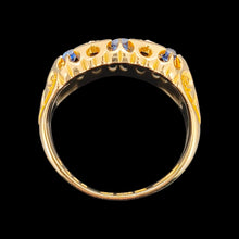 Load image into Gallery viewer, Antique 18ct Yellow Gold Sapphire and Diamond Five Stone Ring