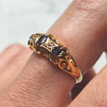 Load image into Gallery viewer, Antique 18ct Yellow Gold Sapphire and Diamond Five Stone Ring