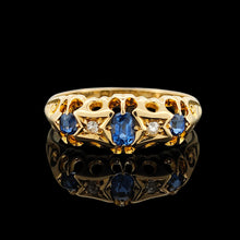 Load image into Gallery viewer, Antique 18ct Yellow Gold Sapphire and Diamond Five Stone Ring