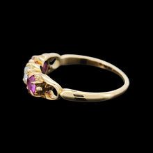 Load image into Gallery viewer, Antique 18ct Yellow Gold Ruby and Diamond Three Stone Ring