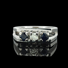 Load image into Gallery viewer, Vintage 18ct White Gold Sapphire and Diamond Three Stone Ring