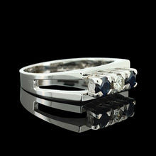 Load image into Gallery viewer, Vintage 18ct White Gold Sapphire and Diamond Three Stone Ring