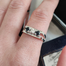 Load image into Gallery viewer, Vintage 18ct White Gold Sapphire and Diamond Three Stone Ring