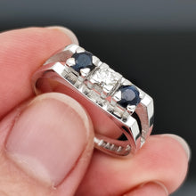 Load image into Gallery viewer, Vintage 18ct White Gold Sapphire and Diamond Three Stone Ring