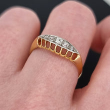 Load image into Gallery viewer, Antique 18ct Yellow Gold Diamond Boat Shaped Ring modelled
