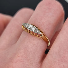 Load image into Gallery viewer, Antique 18ct Yellow Gold Diamond Boat Shaped Ring modelled