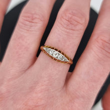 Load image into Gallery viewer, Antique 18ct Yellow Gold Diamond Boat Shaped Ring modelled