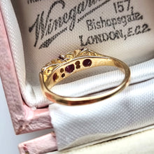 Load image into Gallery viewer, Antique 18ct Yellow Gold Ruby and Rose Cut Diamond Seven Stone Ring