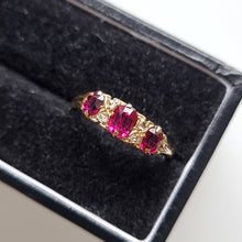 Load image into Gallery viewer, Antique 18ct Yellow Gold Ruby and Rose Cut Diamond Seven Stone Ring