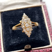 Load image into Gallery viewer, Antique 18ct Gold Diamond Navette Cluster Ring, Hallmarked Birmingham 1914 in box