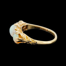 Load image into Gallery viewer, 18ct Yellow Gold Opal and Diamond Carved Half Hoop Ring
