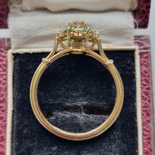 Load image into Gallery viewer, Vintage 18ct Gold Emerald and Diamond Cluster Ring side