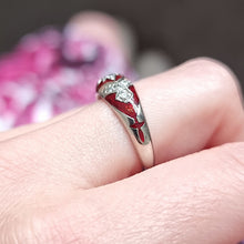 Load image into Gallery viewer, 18ct White Gold Diamond and Red Enamel Ring modelled