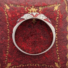 Load image into Gallery viewer, 18ct White Gold Diamond and Red Enamel Ring side
