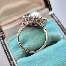 Load image into Gallery viewer, Vintage 18ct White Gold Cultured Pearl and Diamond Cluster Ring
