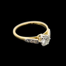 Load image into Gallery viewer, Vintage 18ct Gold and Platinum Brilliant Cut Diamond Engagement Ring, 0.62ct side