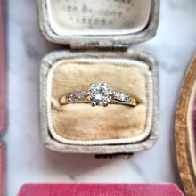 Load image into Gallery viewer, Vintage 18ct Gold and Platinum Brilliant Cut Diamond Engagement Ring, 0.62ct in box