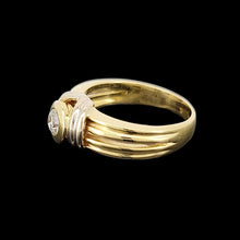 Load image into Gallery viewer, Vintage 18ct Yellow & White Gold Diamond Solitaire Ring, 0.40ct side view, on a black background