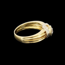 Load image into Gallery viewer, Vintage 18ct Yellow & White Gold Diamond Solitaire Ring, 0.40ct side view, on a black background