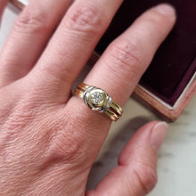 Load image into Gallery viewer, Vintage 18ct Yellow & White Gold Diamond Solitaire Ring, 0.40ct modelled on the index finger