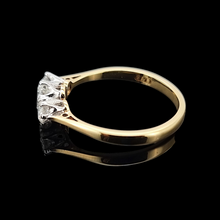 Load image into Gallery viewer, Vintage 18ct Gold Three Stone Oval and Brilliant Cut Diamond Ring, 0.60ct side