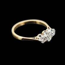 Load image into Gallery viewer, Vintage 18ct Gold Three Stone Oval and Brilliant Cut Diamond Ring, 0.60ct side
