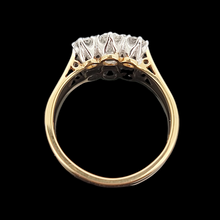 Load image into Gallery viewer, Vintage 18ct Gold Three Stone Oval and Brilliant Cut Diamond Ring, 0.60ct from above