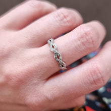 Load image into Gallery viewer, Art Deco Platinum Diamond Crossover Full Eternity Ring modelled