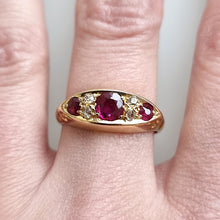 Load image into Gallery viewer, Antique 18ct Gold Ruby and Diamond Ring, Hallmarked Birmingham 1911 modelled