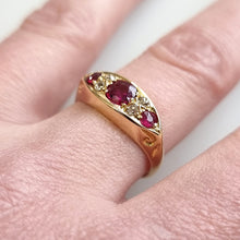 Load image into Gallery viewer, Antique 18ct Gold Ruby and Diamond Ring, Hallmarked Birmingham 1911 modelled