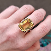 Load image into Gallery viewer, Vintage 10K Gold Citrine Dress Ring modelled