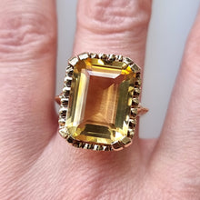 Load image into Gallery viewer, Vintage 10K Gold Citrine Dress Ring modelled