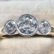 Load image into Gallery viewer, Vintage 18ct Yellow & White Gold Diamond Three Stone Ring, 1.00ct close-up