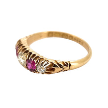 Load image into Gallery viewer, Victorian 18ct Gold Ruby and Old Cut Diamond Half Hoop Ring side
