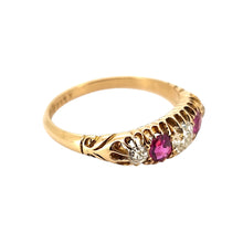 Load image into Gallery viewer, Victorian 18ct Gold Ruby and Old Cut Diamond Half Hoop Ring side