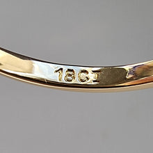 Load image into Gallery viewer, Vintage 18ct Gold Emerald and Diamond Carved Half Hoop Ring stamp