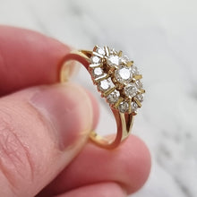 Load image into Gallery viewer, Vintage 18ct Yellow Gold Diamond Marquise Shaped Cluster Ring in hand