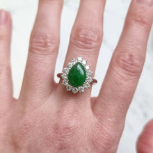 Load image into Gallery viewer, Vintage Platinum Jade 2.39ct and Diamond 1.03ct Cluster Ring modelled