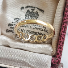 Load image into Gallery viewer, Vintage 18ct Gold Old Cut Diamond Five Stone Ring, 1.40ct from behind, in box