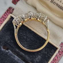 Load image into Gallery viewer, Vintage 18ct Gold Old Cut Diamond Five Stone Ring, 1.40ct side profile, in box