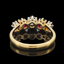 Load image into Gallery viewer, Vintage 18ct Yellow & White Gold Ruby and Diamond Five Stone Ring