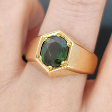 Load image into Gallery viewer, 18ct Yellow Gold Solitaire Green Sapphire Ring
