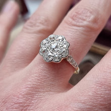Load image into Gallery viewer, Antique 18ct Gold & Platinum Diamond Daisy Cluster Ring, 0.80ct modelled