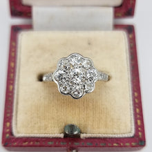 Load image into Gallery viewer, Antique 18ct Gold & Platinum Diamond Daisy Cluster Ring, 0.80ct in box