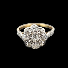 Load image into Gallery viewer, Antique 18ct Gold & Platinum Diamond Daisy Cluster Ring, 0.80ct front