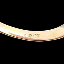 Load image into Gallery viewer, Antique 18ct Gold Turquoise and Diamond Oval Cluster Ring stamp inside shank